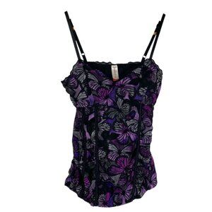 No Boundaries Corset Babydoll  Whimigoth Butterfly Dark Fairy Top Purple Size L